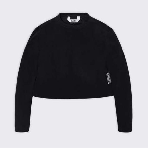 RAINS NWT Black Fleece Crop Sweatshirt - Size Large - Picture 3 of 7